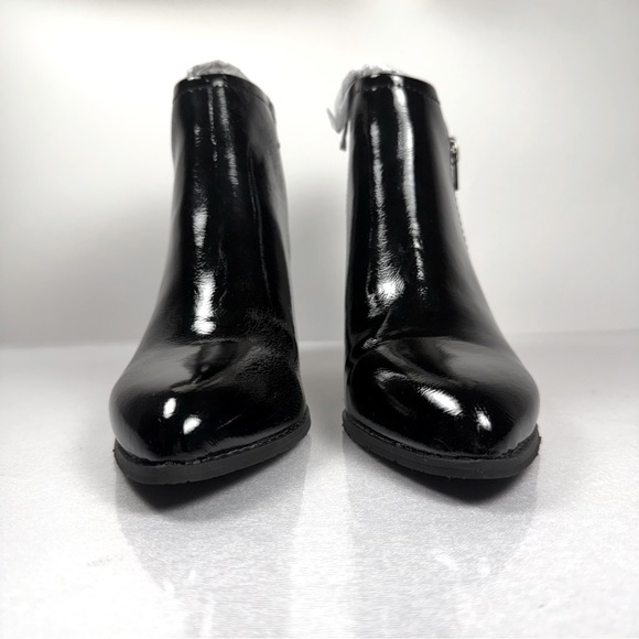 NEW BC Women's Lucky Day Ankle Boot Chunky Heel Bootie in Patent Black Size 7 - Picture 5 of 10